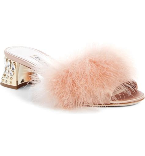 miu miu feather slides|Women's Miu Miu Slide Sandals .